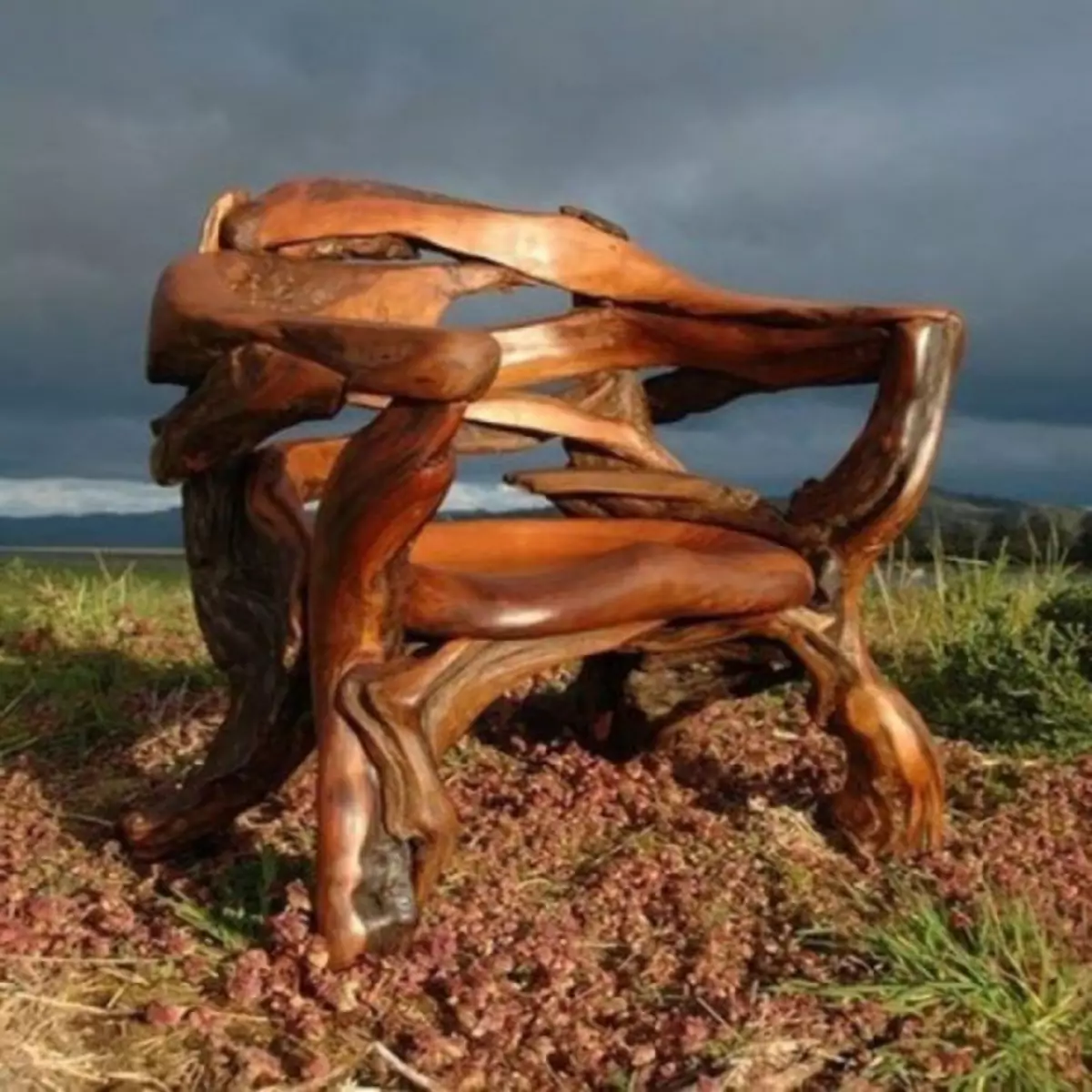 Garden furniture from wood, branches, hemp and coriation (25 photos)