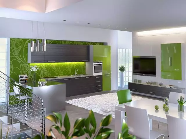 Žalioji tapetai virtuvei