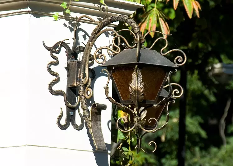 Lămpi de stradă decorative: Iluminat confortabil pentru grădină și cabane (35 fotografii)