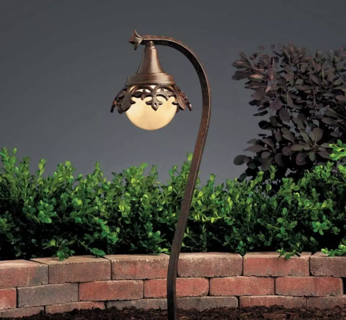 لامپ های تزئینی خیابانی: نورپردازی های گیاهی برای باغ و کلبه (35 عکس)