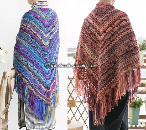 Trijehoekige shawl heket. Skema