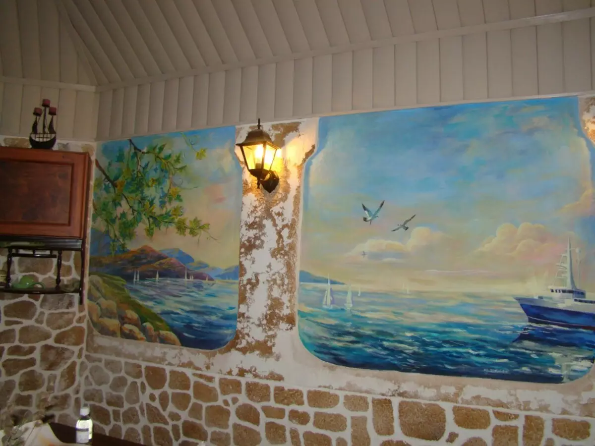 Muurschildering in het interieur
