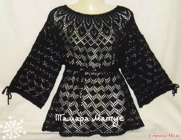 Summer Tunics Crochet kwa ajili ya pwani kwa wanawake wajawazito na michoro na picha