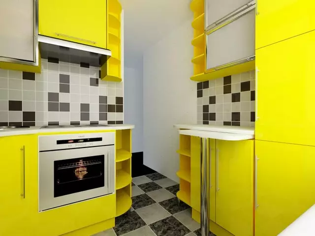 Keltainen taustakuva keittiössä