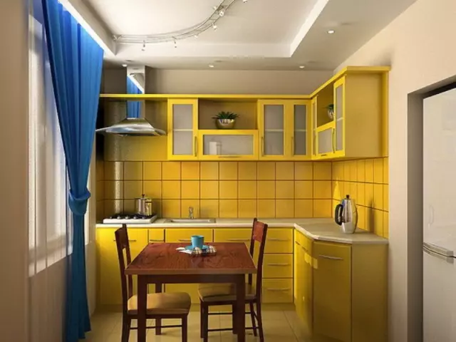 Gelbe Tapete in der Küche