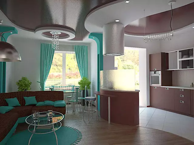 Dizaina virtuves dzīvojamā istaba privātmājā