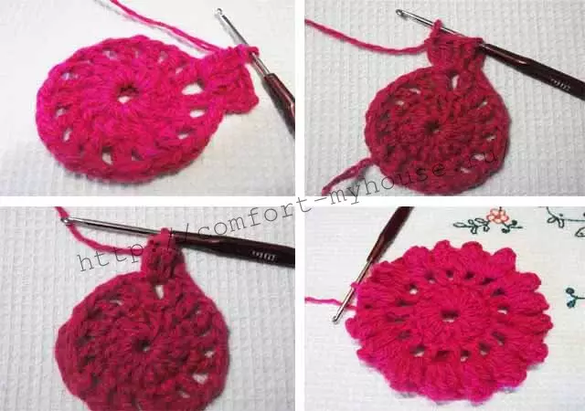 पॉपकॉर्न पैटर्न के साथ crochet कुशन