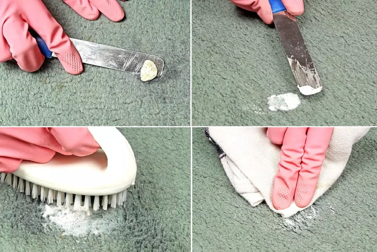 Como limpar a alfombra de masticar, plastilina ou cera
