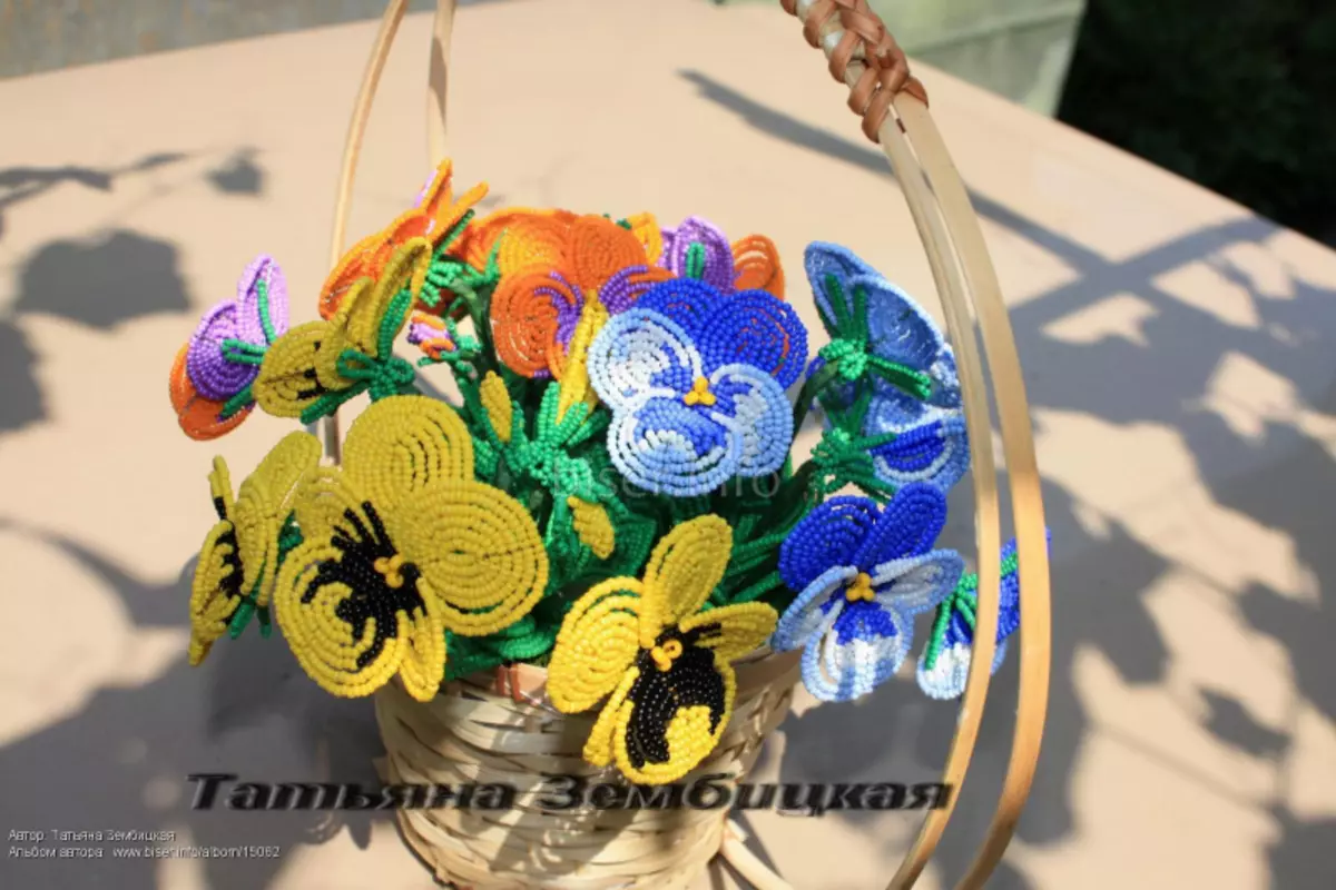 Pansies fan bead: Frânske weaving masterklasse mei fideo