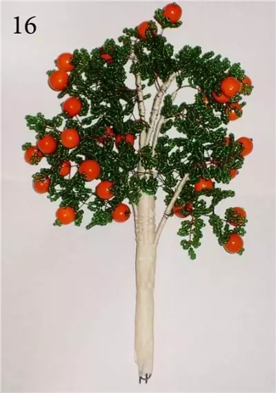 Appelsínugult tré af perlum: kerfi af vefnaður með eigin höndum með mynd