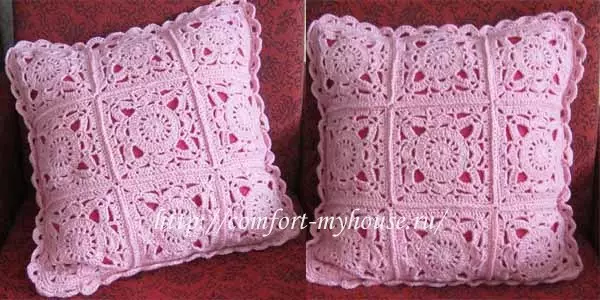 Knitting poduszki szydełkowej.