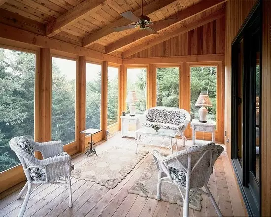 Ideje za notranjost lesene verande (50 fotografij)