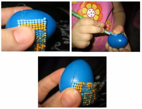 MK na pletenicama Uskršne jaje kuglice u ručnoj tehnici tkanja