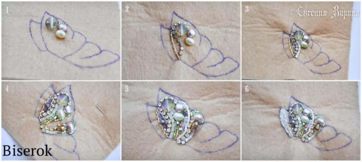 Hímzés a gyöngyökkel a ruhákon: Mester osztály diagramokkal és mintákkal