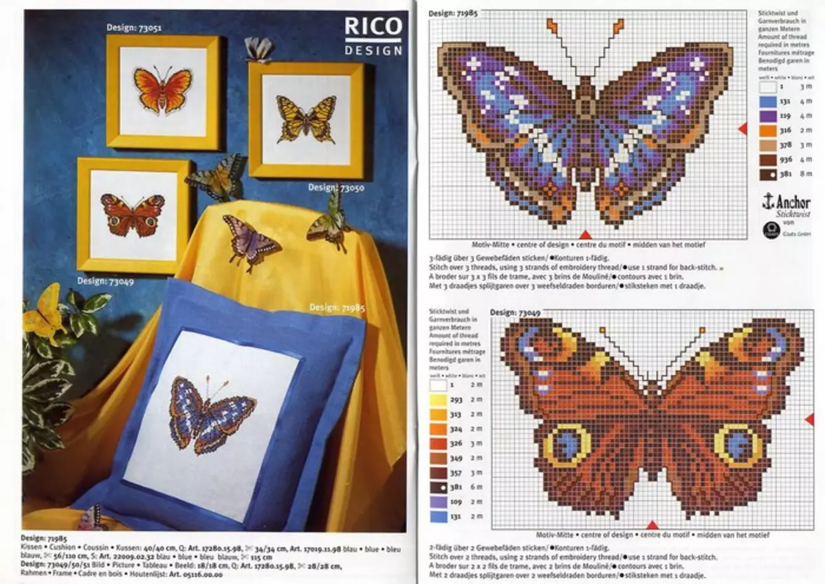 Butterflies - cross embroidery schemes.