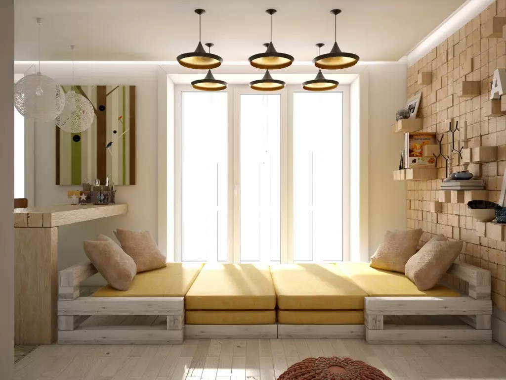 طراحی اتاق نشیمن همراه با اتاق خواب