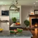 壁炉在起居室和厨房：现代性能选择