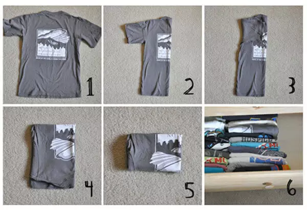 Hur man viker T-shirts i garderoben så att de inte kommer ihåg
