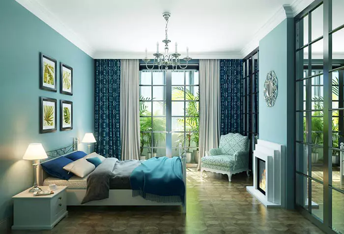 Curtains to turquoise wallpaper: choose to taste