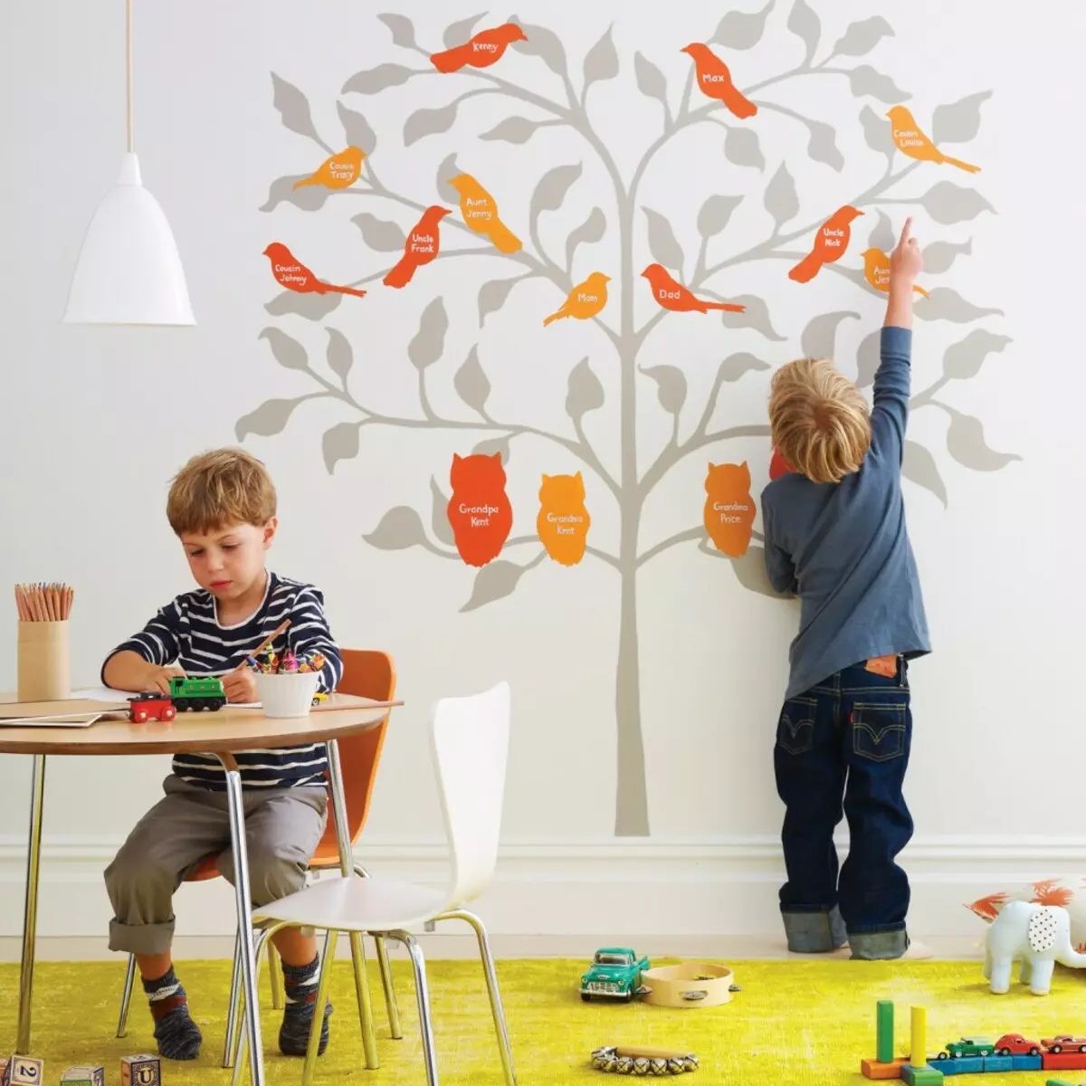 Stencils պատերի համար երեխաների սենյակում