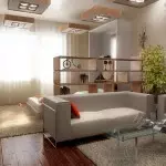 Kombination von Saal, Küche und Schlafzimmern in der Wohnung von 20 Quadratmetern. m.