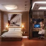 اتاق خواب و اتاق نشیمن در یک اتاق: منطقه بندی و دکوراسیون (+36 عکس)