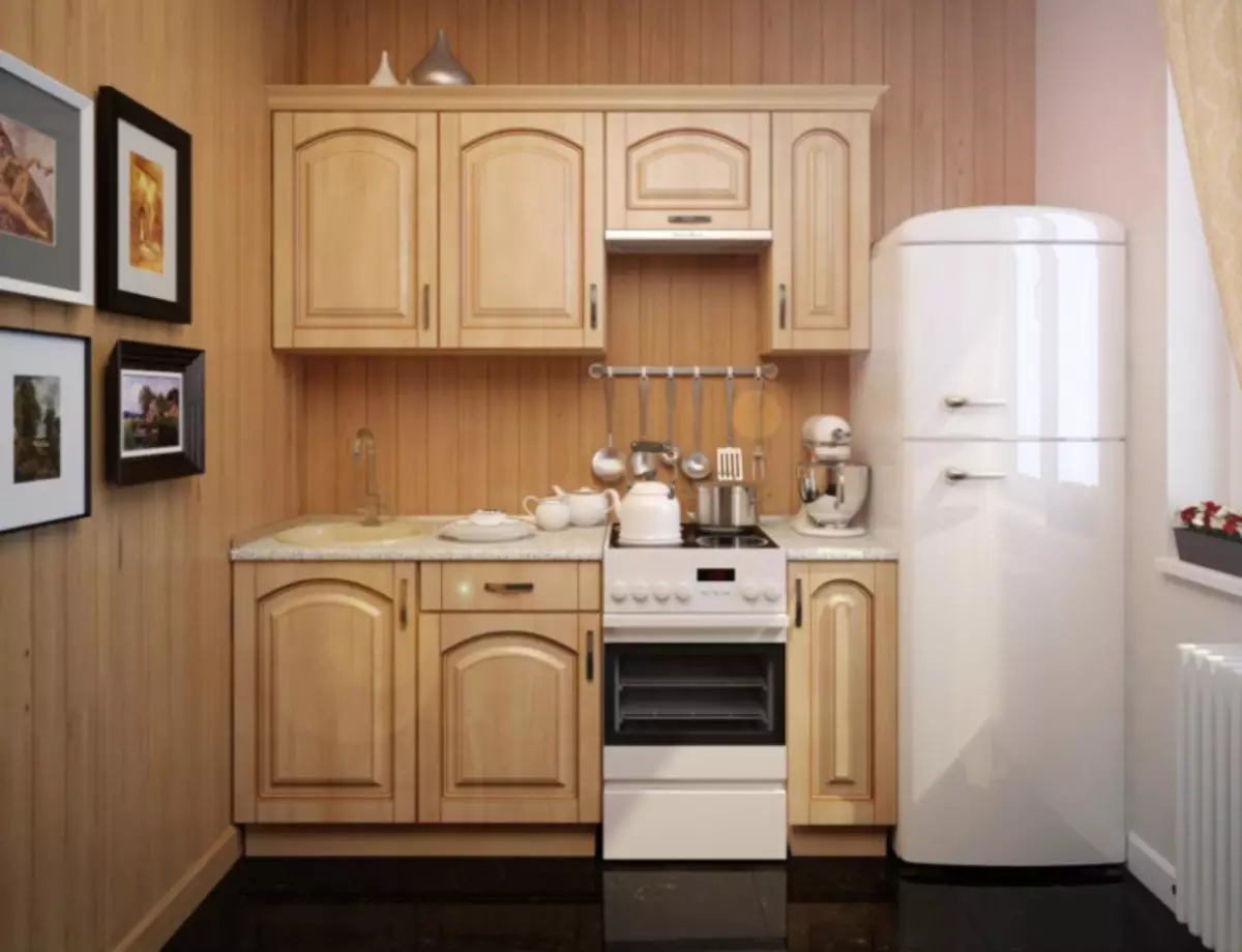 如何使用冰箱在6平方米khrushchev執行廚房設計