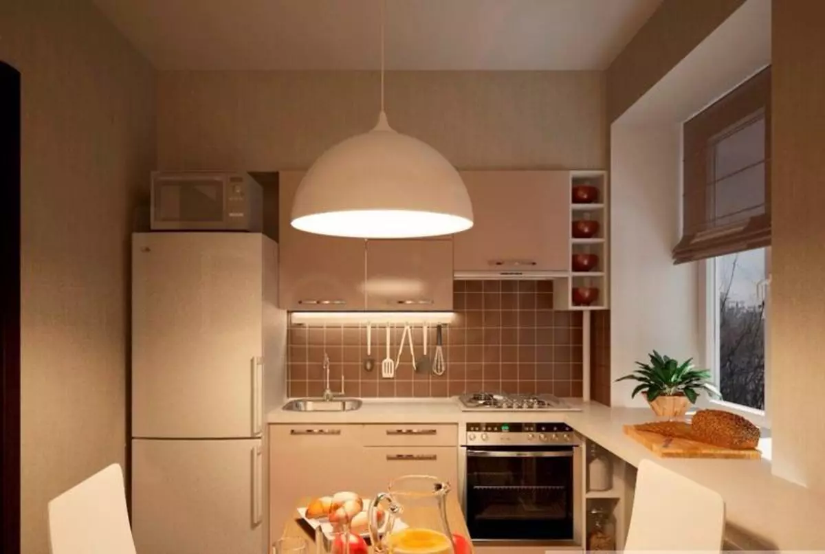 如何使用冰箱在6平方米khrushchev執行廚房設計