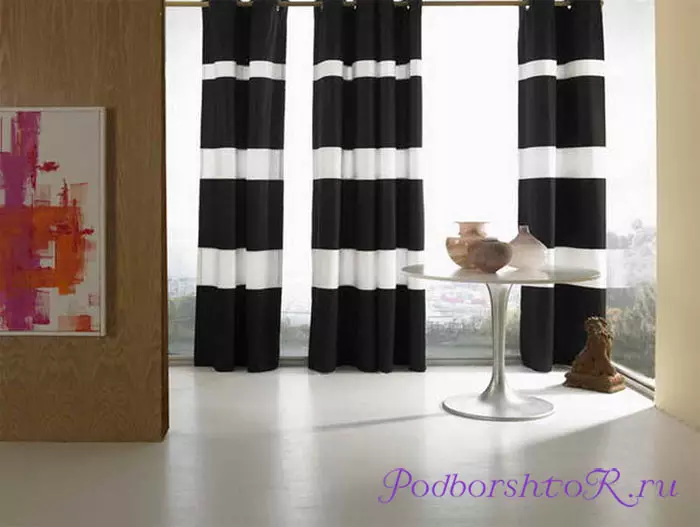 Sorte og hvide gardiner i indretningen af ​​værelser: Designer tips