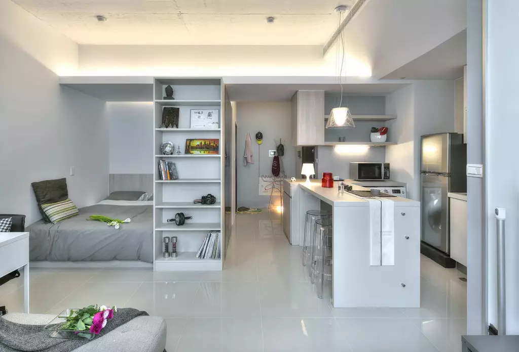 Design Apartment Studio dibahagikan kepada zon