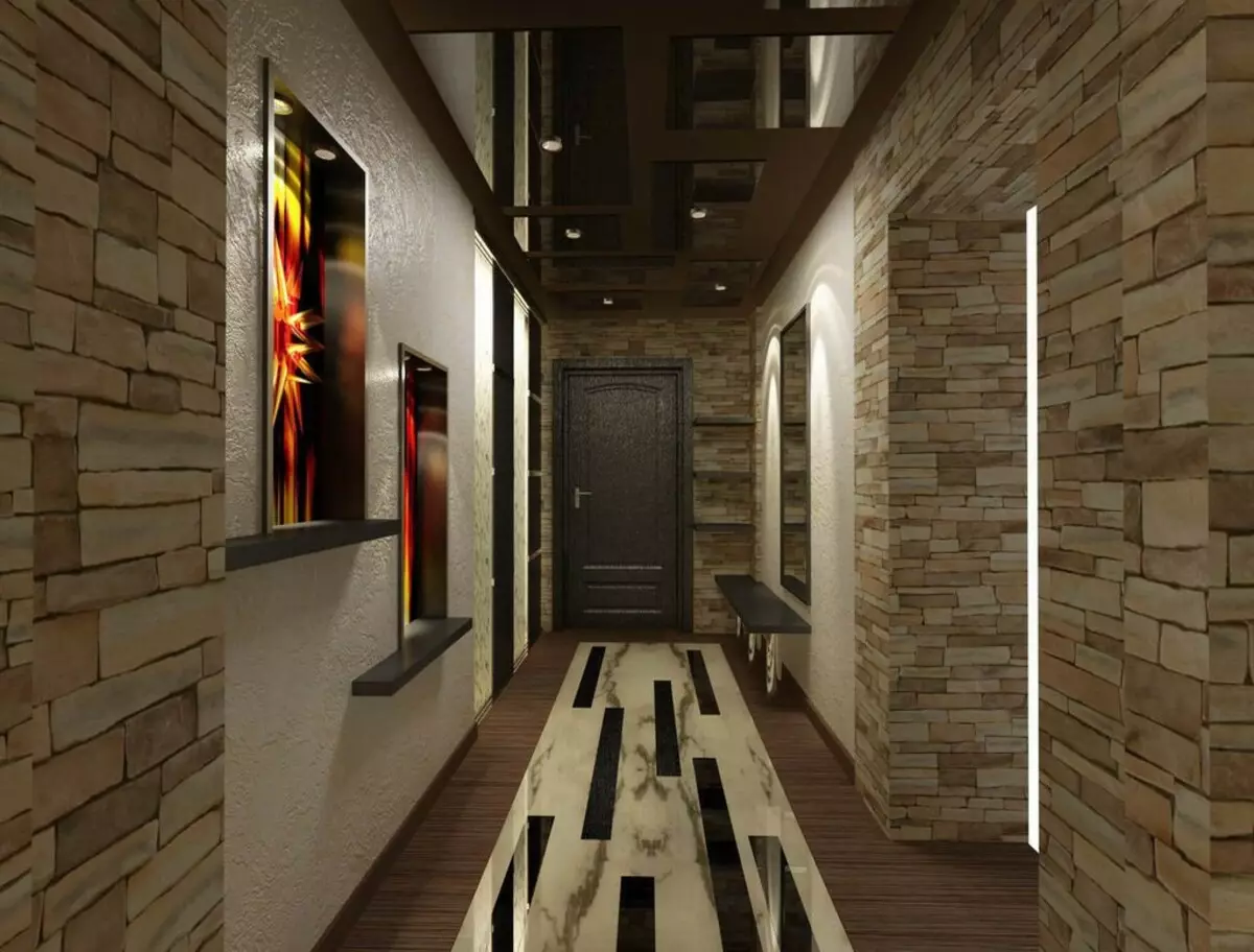 Design af en lang korridor i en 3-værelses lejlighed