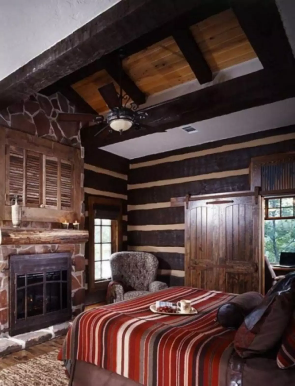 ایده های داخلی اتاق خواب در خانه های چوبی (26 عکس)