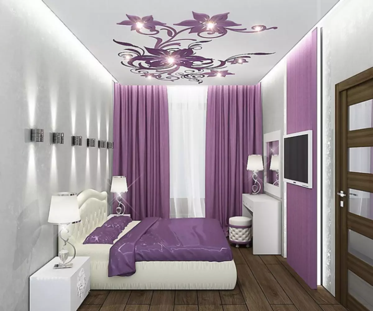I-Bedroom Design 12 sq. M. M: Ungahlomisa kanjani igumbi elincane + elungiselelwe ukuhlela (izithombe ezingama-36)