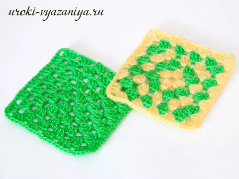 Alun-alun Crochet: Pelajaran video kanggo rajutan saka sudhut lan ing bunder kanthi foto