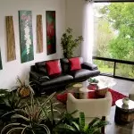 Living room interior with room flowers
