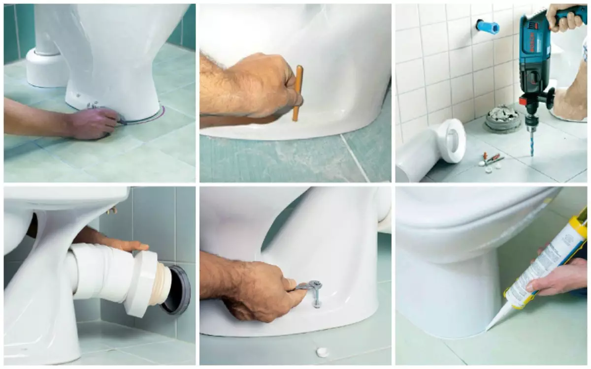 Wie man die Toilettenschüssel auf dem Fliesenboden repariert: Schritt für Schritt