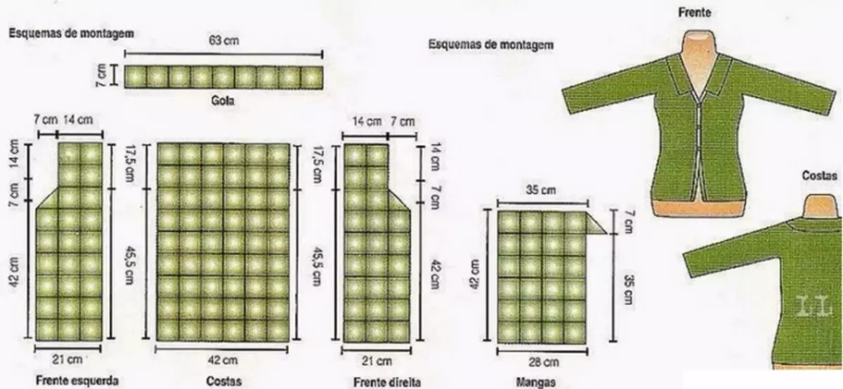 Square heegeldatud motiivid Cardiganile: Fotode ja video skeemid