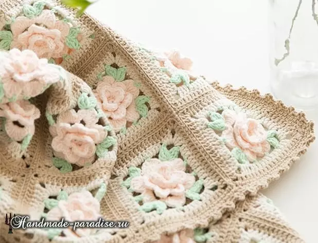 Quadrat Crochet Motiver fir Cardigan: Schemaen mat Fotoen a Video