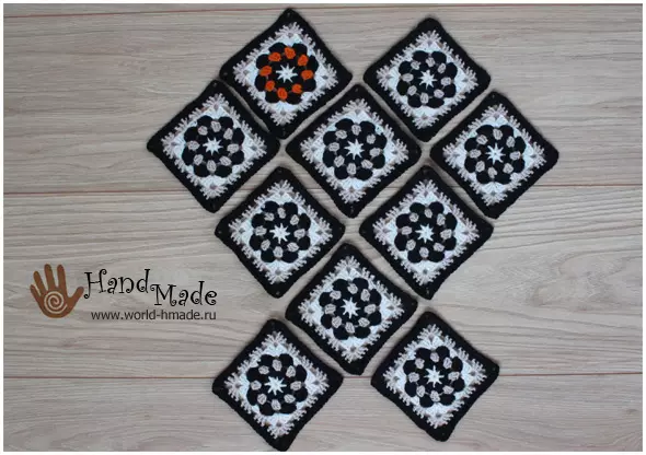 Square Crochet Motives for Cardigan: Ordninger med bilder og video