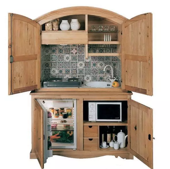 Kitchenette for Home: Paratowch gyda chysur mewn gofod cyfyngedig (20 llun)