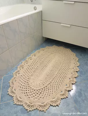 Karpét crochet di lantai: skéma pikeun nyiptakeun produk bujur