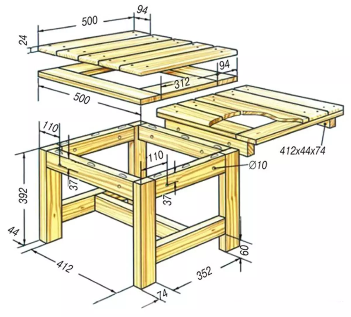 Конструкция стола из дерева