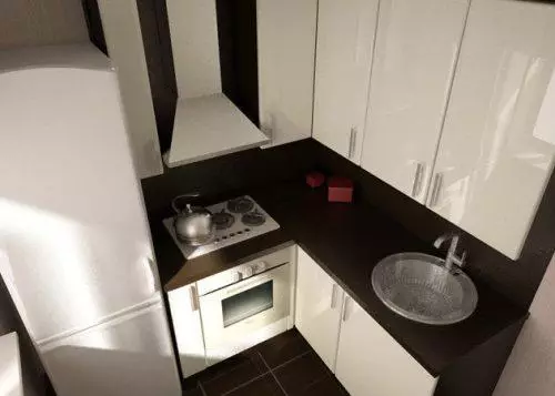 Dapur kecil. Desain interior dapur kecil dengan tangannya sendiri. Foto