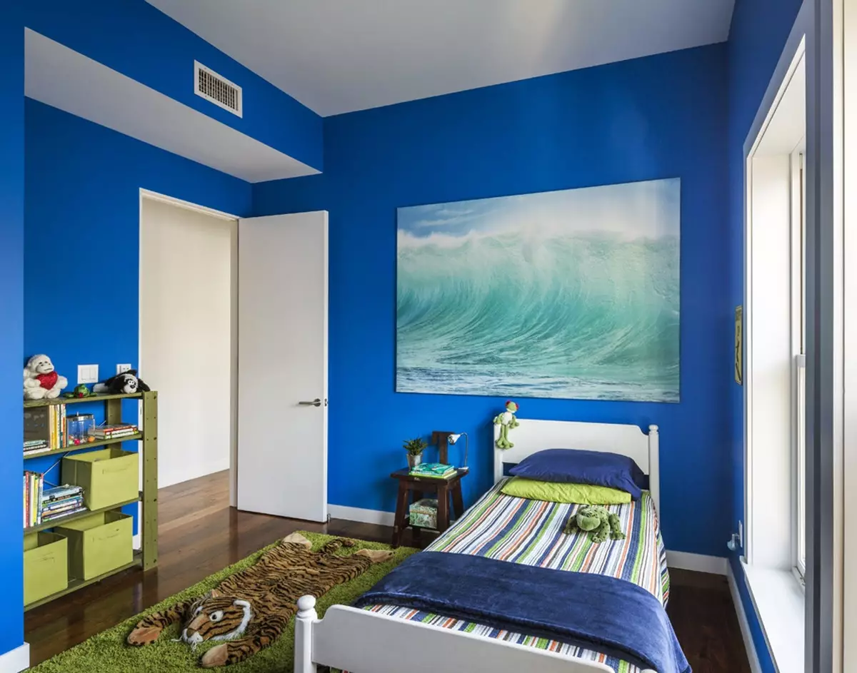 6 nyanser på bruken av blått i det indre av barnas rom