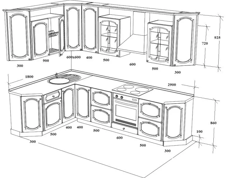 Outdoor and Hinged Corner Kitchen Cabinet