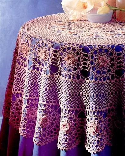 I-Round Tablecloth Crochet: Isinyathelo ngesinyathelo nge-Diagram nevidiyo