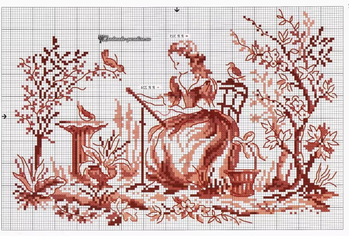 Monochrome cross-stitch. Mga laraw