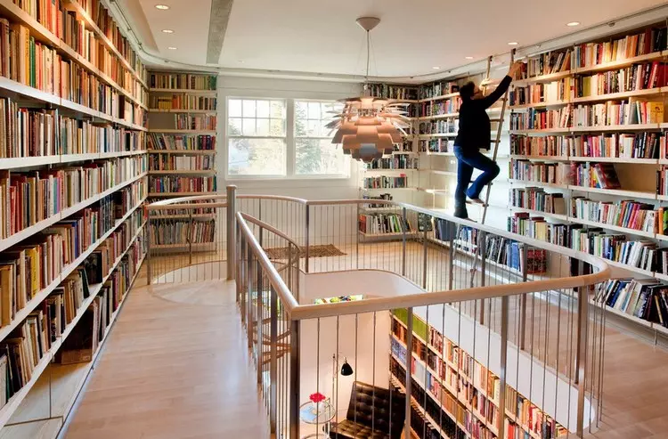 Huis voor boeken: Home Library Regeling in een moderne behuizing (42 foto's)