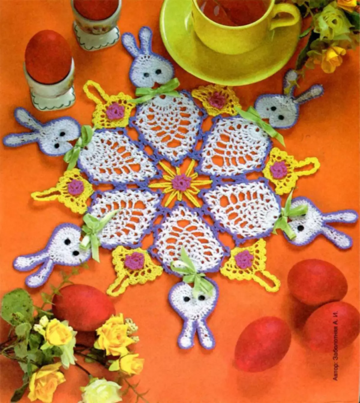 Улаан өндөгний баярын earpot crochet Crochet: Тайлбар ба Schemes-тай мастер анги