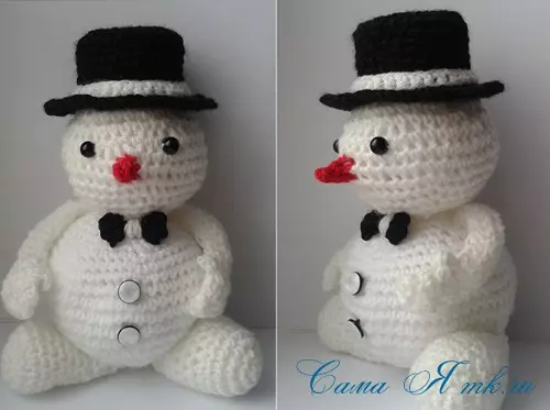 Snowman Crochet: ફોટા અને વિડિઓઝ સાથે યોજના અને વર્ણન